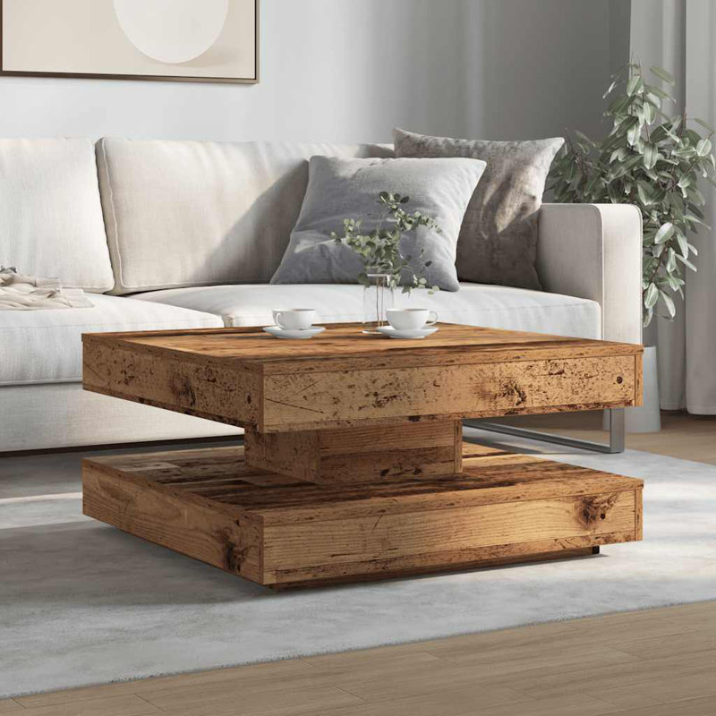 Coffee Table with Storage, Old Wood, 34.5" H x 70" L x 70" W