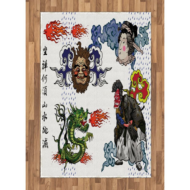 Brun/rouge/vert Tapis décoratif, Rectangle— 4 pi x 5 pi 8 po