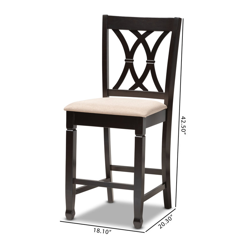 Upholstered Counter Stool with Solid Wood Frame, Sand, Grey, Bar Stool (29" Seat Height)