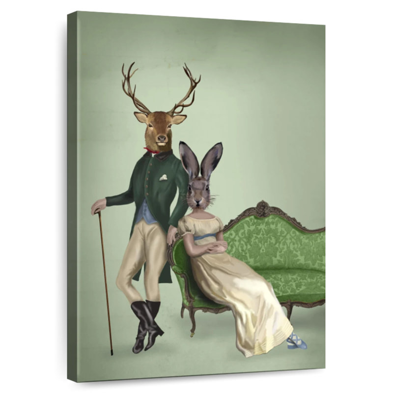Ketti Mr. Deer And Mrs. Rabbit I, 51" H x 34" W