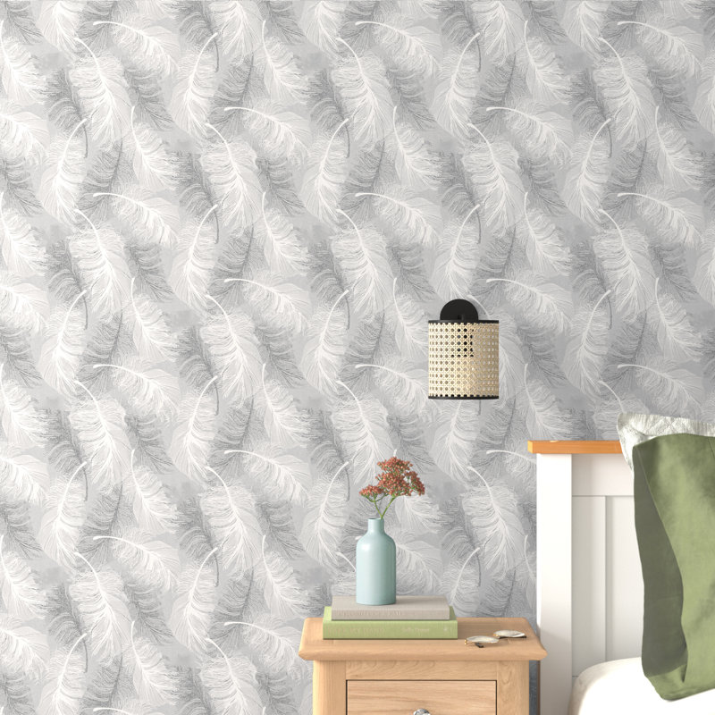 Guidinha Feather 10.05m x 52cm Wallpaper Roll, Dappled Grey