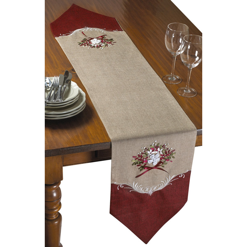 Hedin Embroidered Table Runner, Burgundy