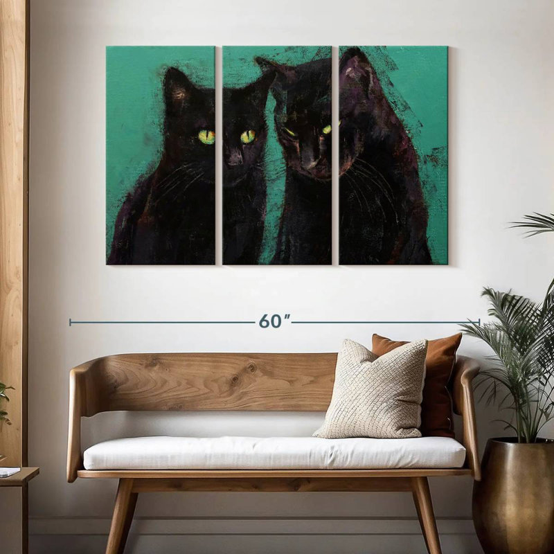 Two Black Cats, 32" H x 50" W