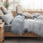Jersey Knit Cotton Duvet Cover Set Gray Stripe Queen Size-121119416-105510098