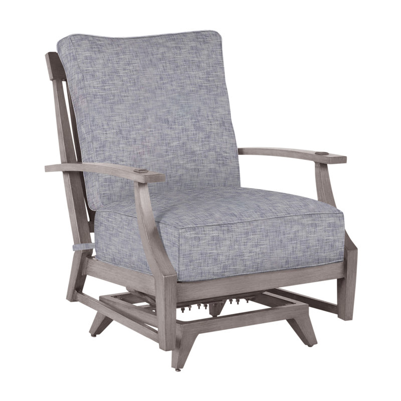 Croquet Patio Chair with Cushions, Welt, Oyster, Linen Navy
