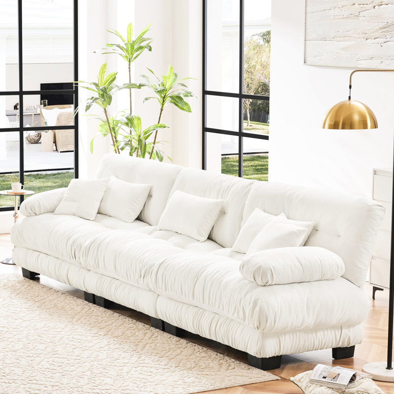 Canapé modulaire en chenille 3, siège profond, confortable pour tous les espaces de vie, bureaux, appartements, blanc, confortable