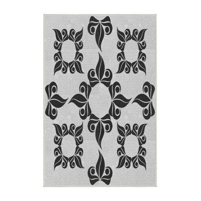 Tapis blanc/noir tissé à la machine