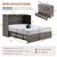 Grand lit escamotable Farmhouse avec station de charge et matelas pliable inclus, gris rustique-1199082629-1199082633