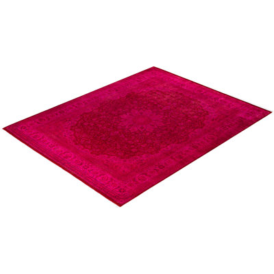Tapis rose en laine noué à la main Clukey 8 pi 3 po x 10 pi 5 po Clukey