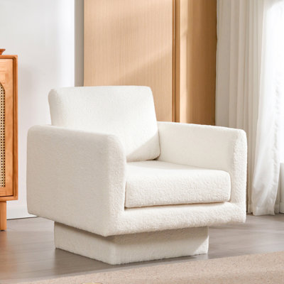 Fauteuil d'appoint pivotant moderne à 360 °, fauteuil rond en sherpa de 30 po de largeur, canapé-lit simple rembourré épais, fauteuil demi-tonneau rembourré confortable, fauteuil de lecture pour salon, chambre de bébé, chambre à coucher, 4 couleu