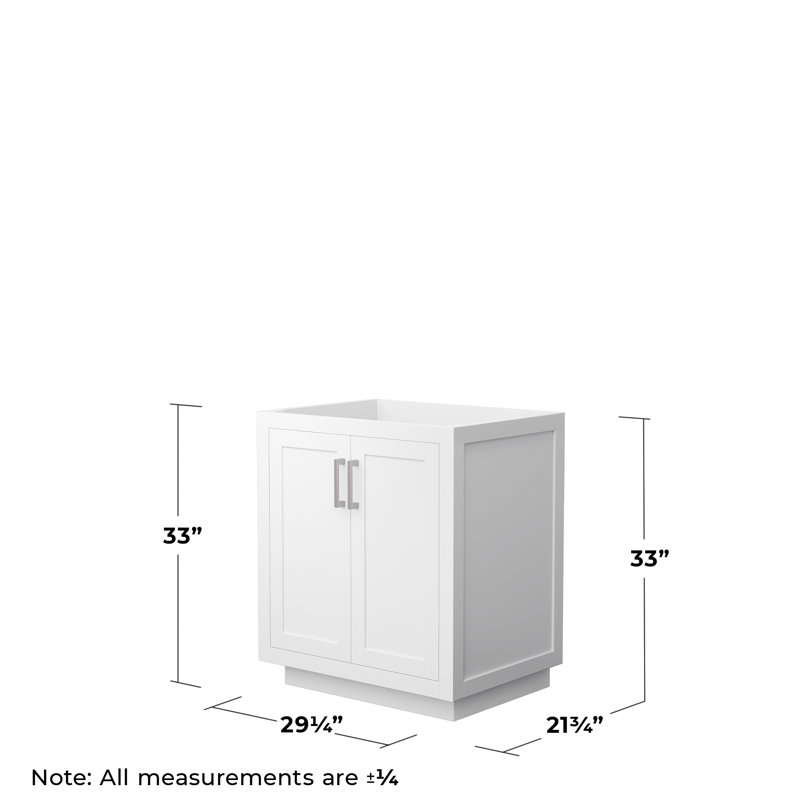 Base de meuble-lavabo simple autoportante 29,25 po Miranda seulement, Blanc / nickel brossé