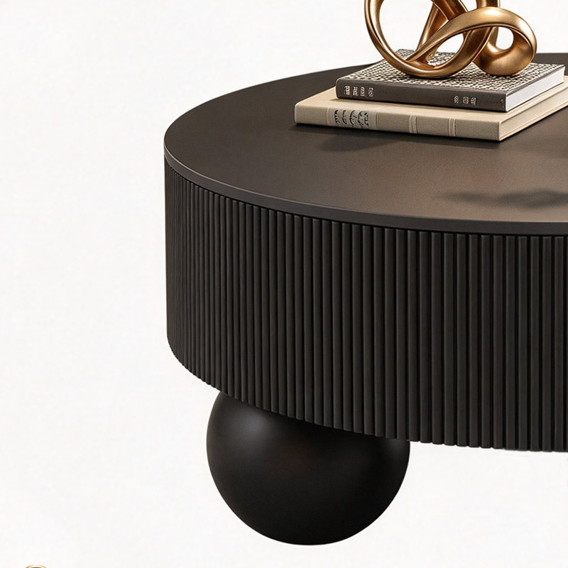 Italian Light Luxury Simple Coffee Table, Black, Solid
