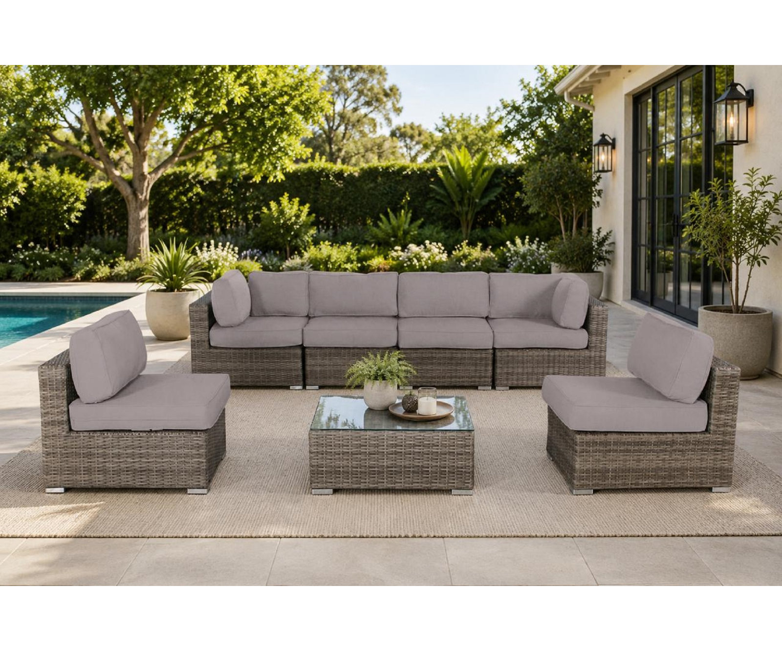 Tonioni 6-Person Sunbrella® Patio Seating Group, Sunbrella® Taupe