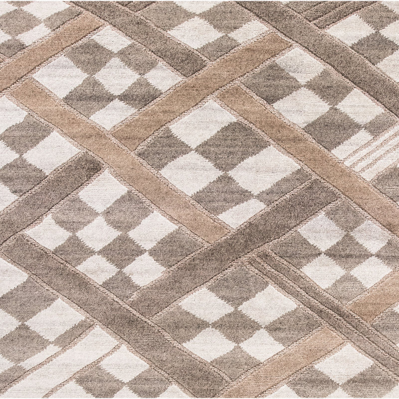 Handmade Wool Geometric Area Rug, Rectangle 6' x 9'