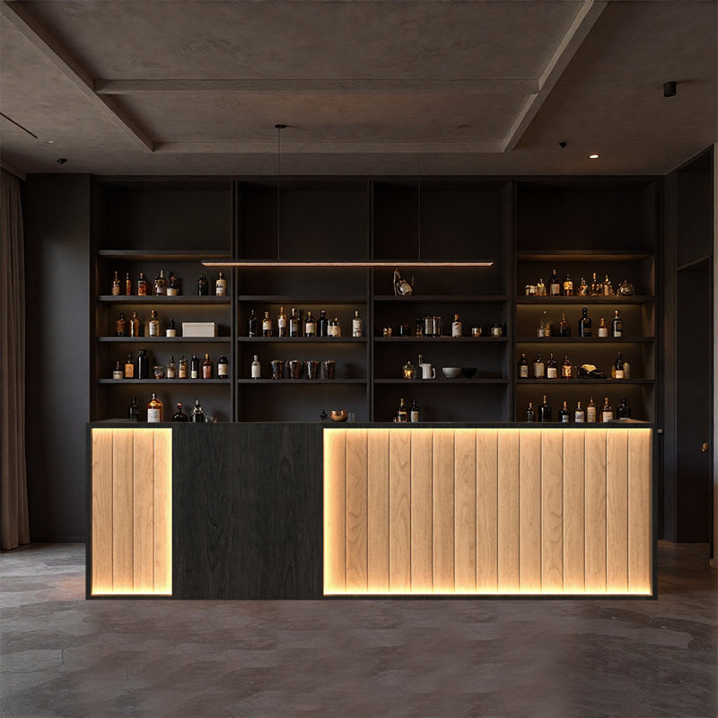 Stylish Style Cloutier – Classic Multi-Use for Bars Lounges Pubs and Entertainment Venues, Black/Natural Wood