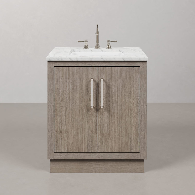 Georgetta 30'' Single Bathroom Vanity with Marble Top, Chrome