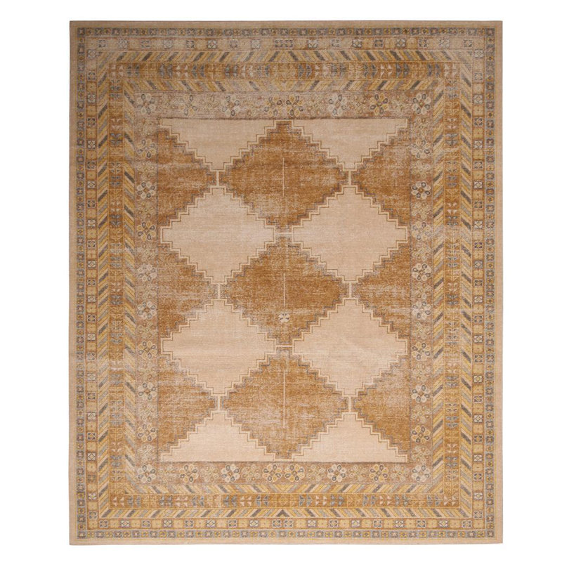 Distressed Homage Hand Knotted Wool Geometric Area Rug, Rectangle 14' x 20'