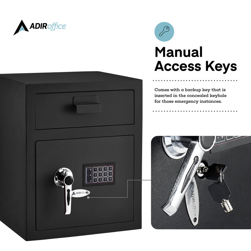 1.1 Cu. Ft. Steel Digital Depository Safe With Digital Keypad and 30 Key Cabinet