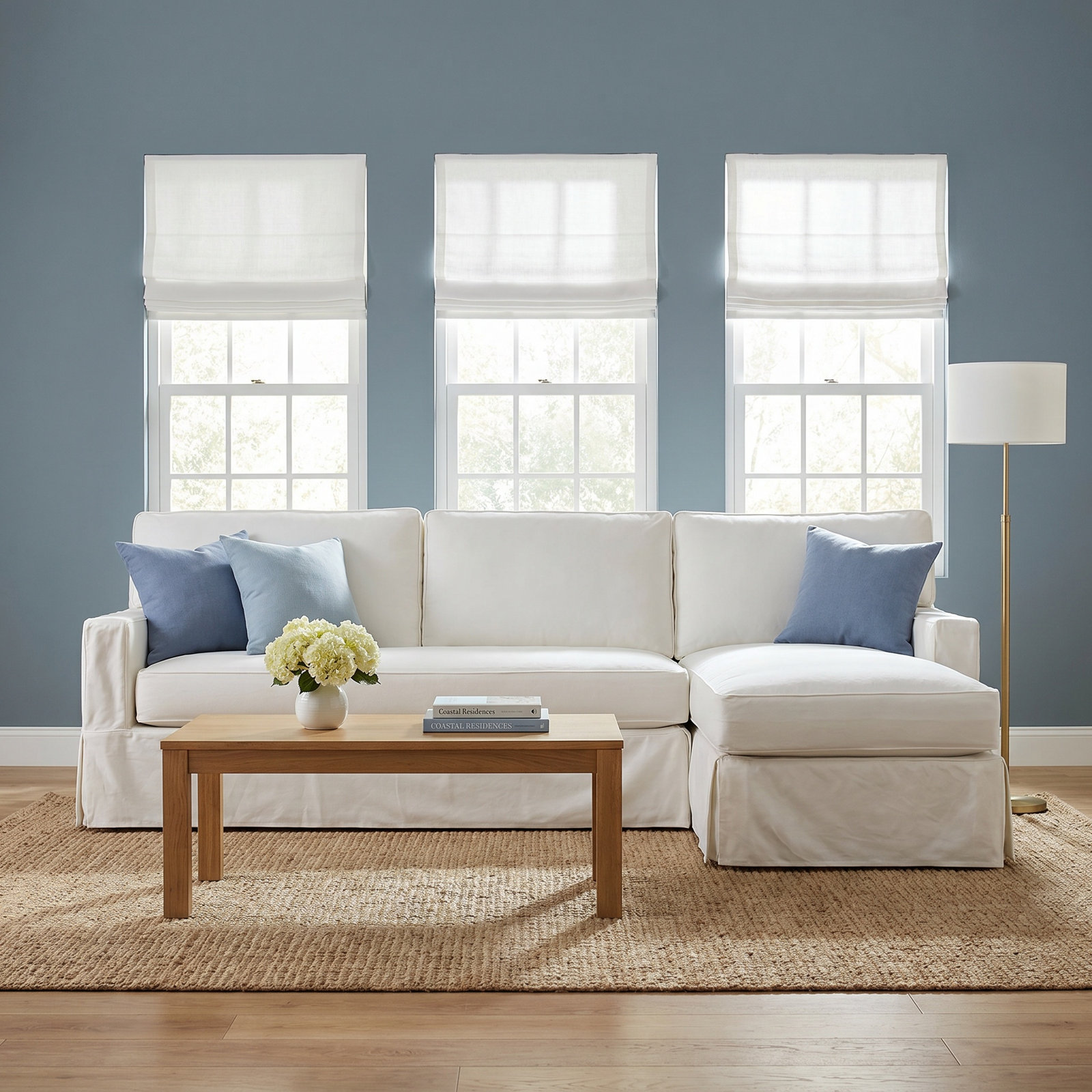 Taylor 2-Piece L-Shaped Stationary Sectional, Bayou Off White Canvas, Right Hand Facing