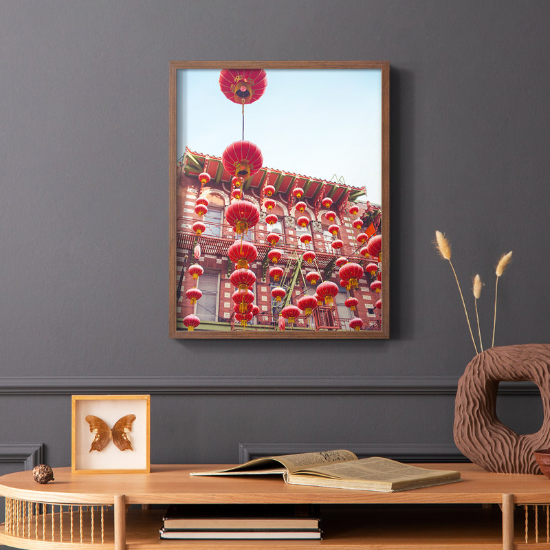 «Lovely Lanterns I», reproduction encadrée - bois massif, Brun, H 14 po x l 11 po