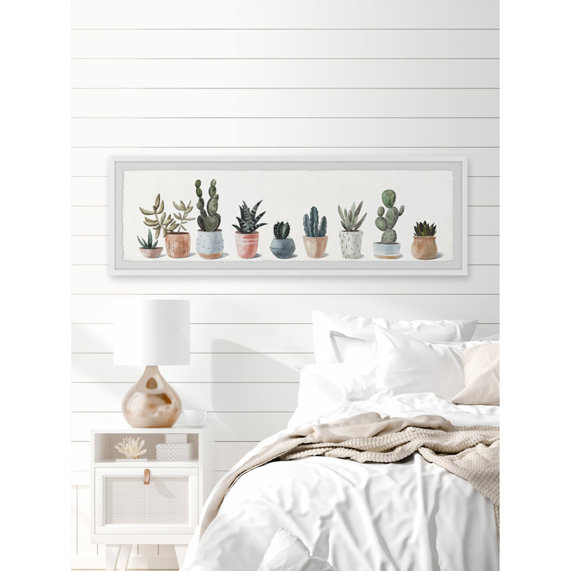 Succulent Plant Collection by Marmont Hill - Single Picture Frame Panoramic Painting, 25cm H x 76cm W