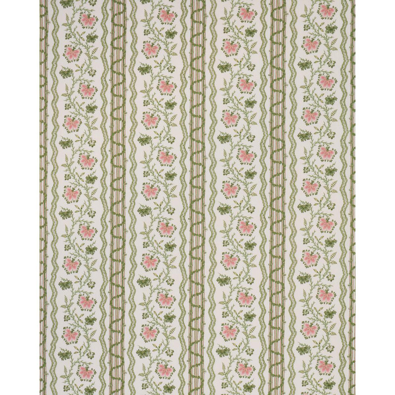 Tissu à rayures florales Parvati, Rose
