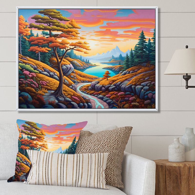 Mountain View Dreams sur impression sur toile, Cadre flottant blanc, H 34 po x l 44 po x P 1,5 po