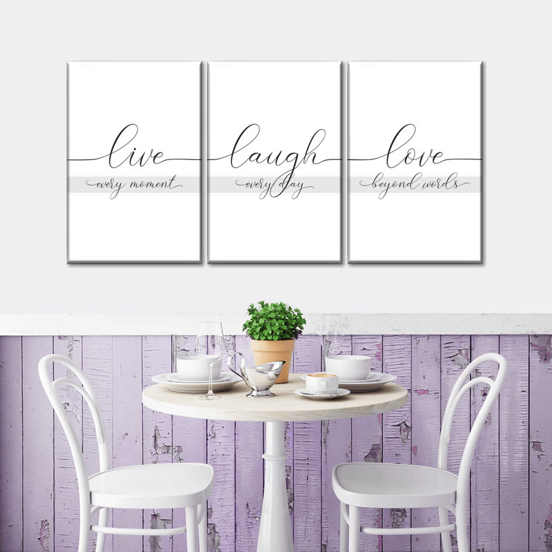 «Live Laugh Love», reproduction d'art sur toile, H 15 po x l 32 po x P 1,25 po