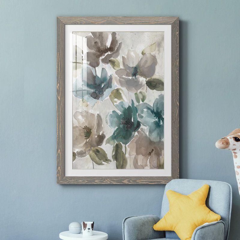 Topaz Garden I - peinture encadrée, H 31,5 po x l 23,5 po x P 1,5 po, Encadré gris