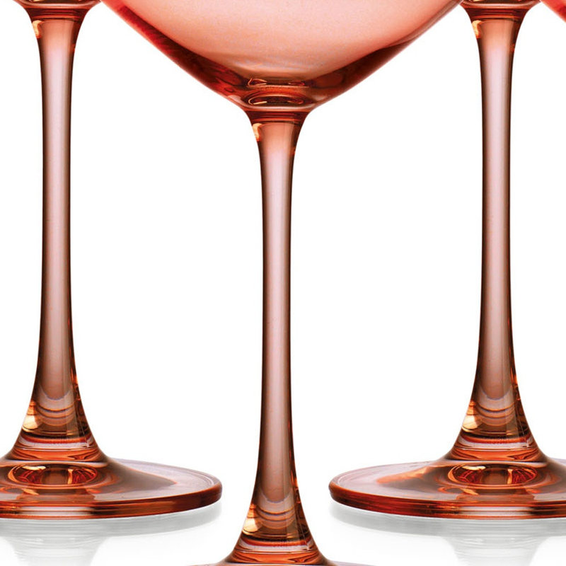 Ensemble de quatre verres coupés translucides, Corail