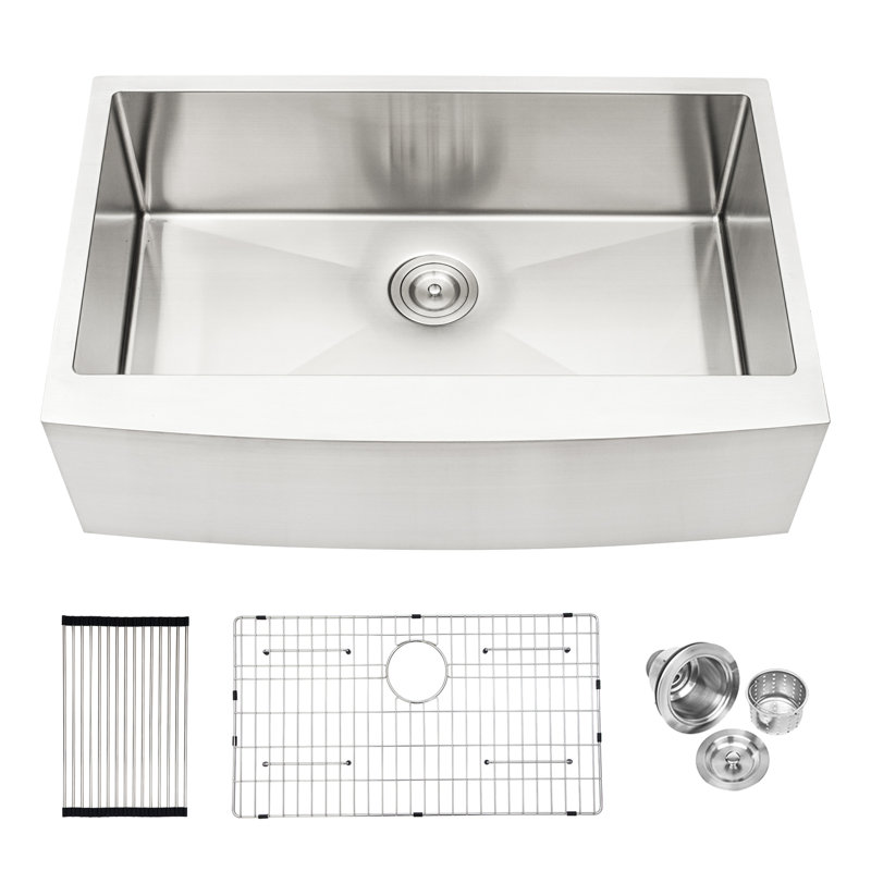30"X21"X10" Stainless Steel Sink - 16 Gauge, Basin With Noise Control Feature And Installation Guide 30 Inch Deep Kitchen Steel, Rounded Corners For Included Roll Drying Rack