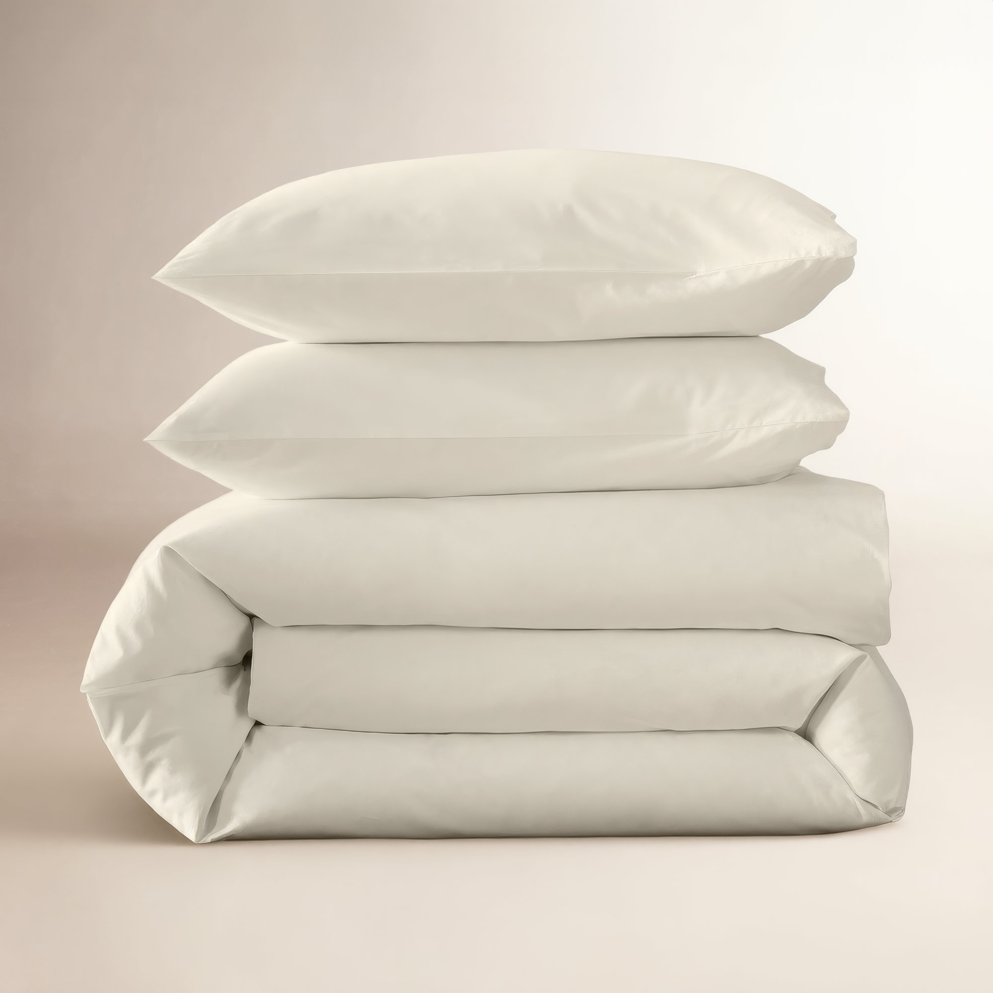 Emrik Brushed Organic Cotton Percale Duvet Cover Set, Sand, King / Cal King Duvet Cover + 2 Pillow Shams