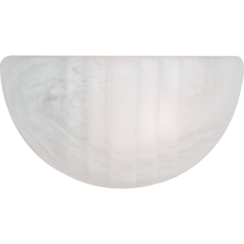 Applique murale d'intérieur 1 lumière demi-lune blanche avec abat-jour en verre albâtre