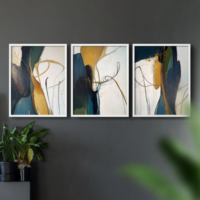 Abstract  Series  CXCVIII  -Set Of 3 Framed Giclee Prints -Ready to Hang