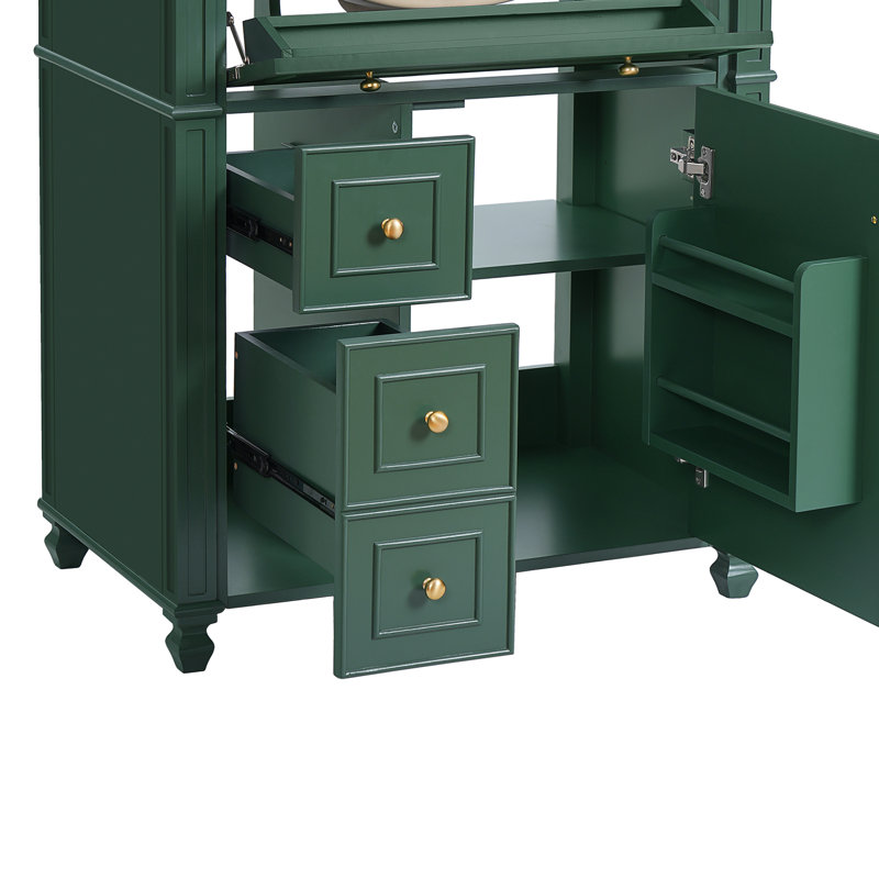 Josephine 30'' Single Bathroom Vanity With Ceramic Top, Green