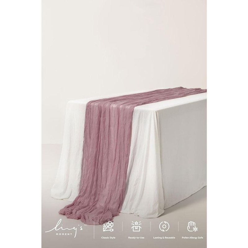 14Ft Lilac & Gold Cheesecloth Table Runner Boho Ch...