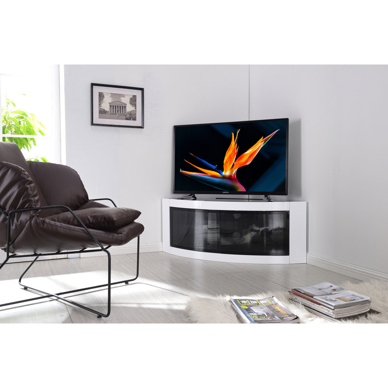Mun Corner TV Stand for TVs up to 50", Black/White