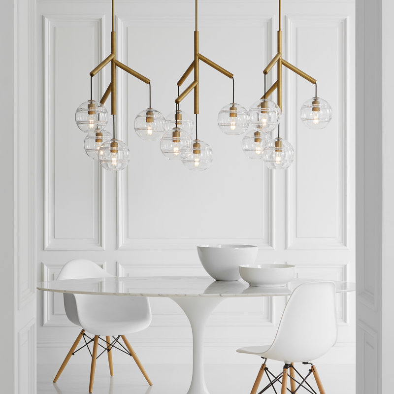 Sedona 12 - Light Chandelier, Aged Brass, Clear, Yes