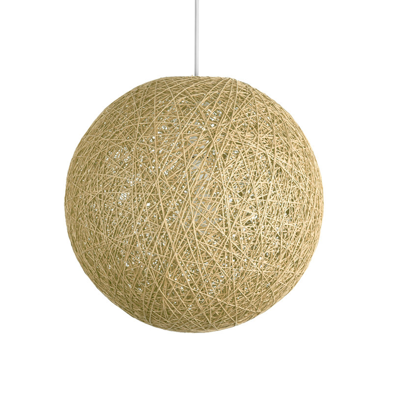 Morlon 18 cm H Round Bamboo Pendant Shade ( Screw On ), Cream