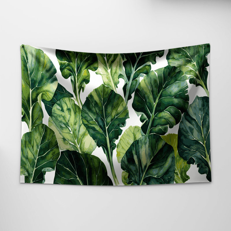 Tapisserie murale Légumes Collard Greens, 88 po x 104 po