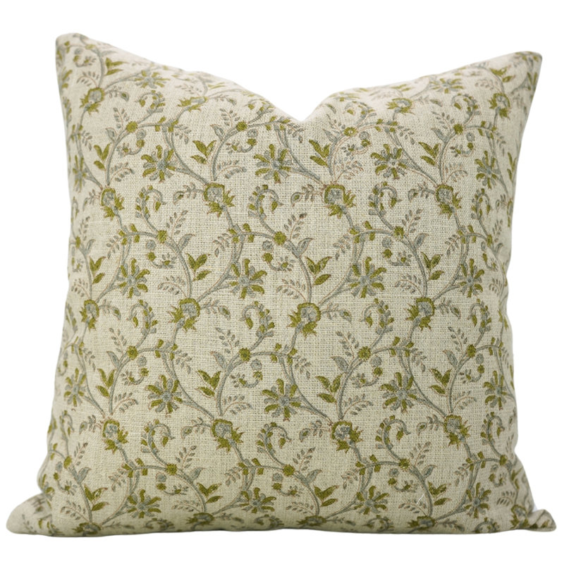 Housse de coussin Fabividine, printemps / été, Varanasi, Vert, H 14 po x l 36 po, Forme rectangulaire