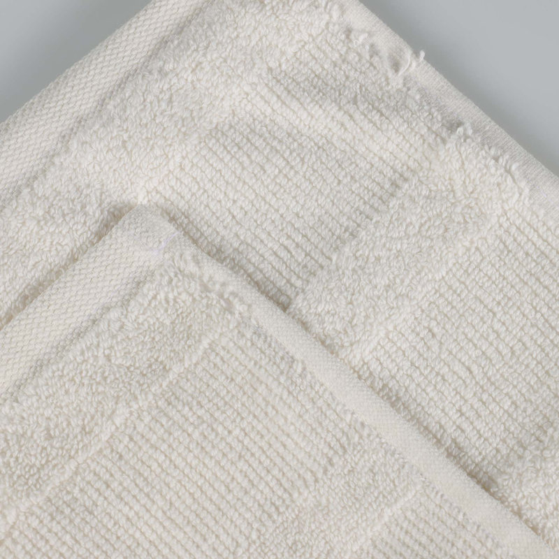 Oilton Ribbed 12 Piece 100% Cotton Bath Towel Set, Ivory