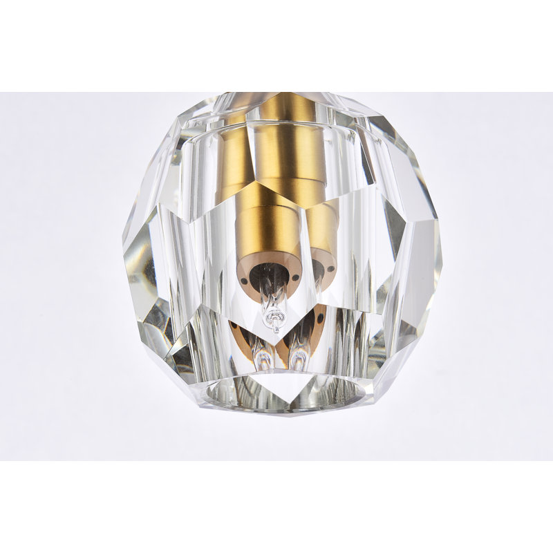 Luminaire suspendu géométrique à 1 lumière avec accents de cristal St Wilson, Or