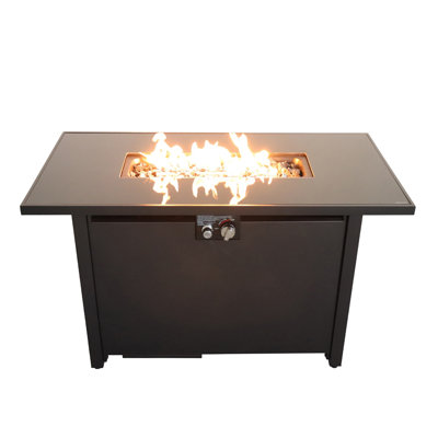 Table de foyer d'extérieur en acier avec couvercle H 25 po x l 42 po