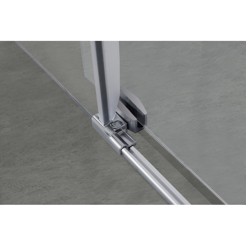 Porte de douche coulissante simple l 48 po x H 76 po | Verre trempé | Entièrement sans cadre, Argent argent