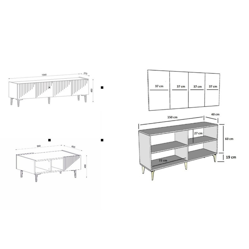 Fechteler 3 Piece Coffee Table Set, White