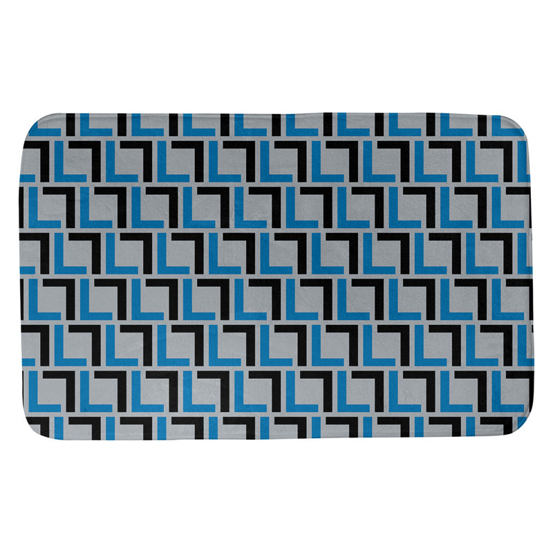 Tapis pour salle de bain Baltimore, l 17 po x L 24 po, Silver/Honolulu Blue/Black
