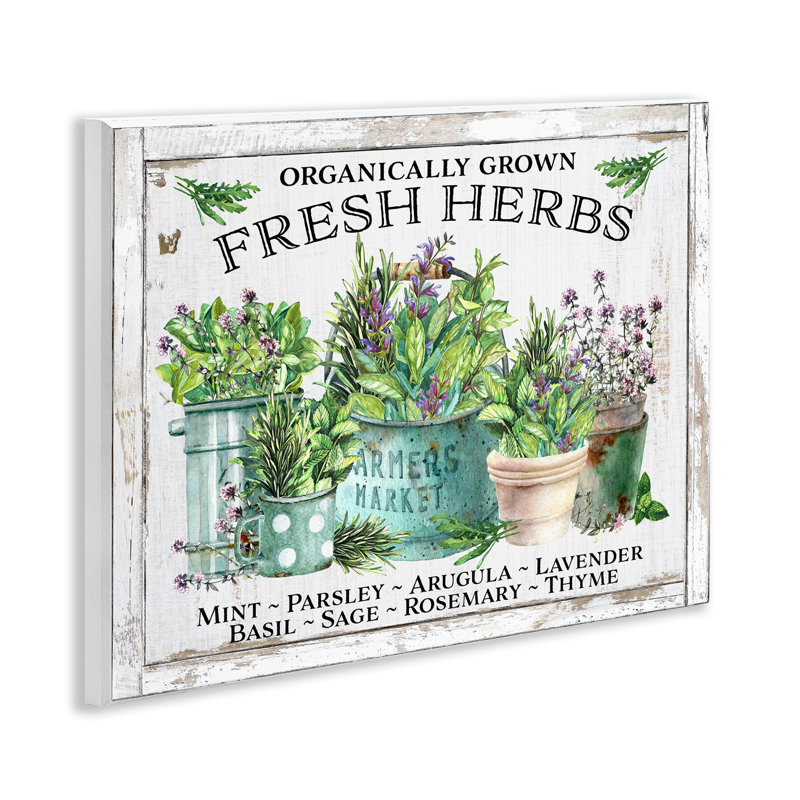  «Organic Fresh Herbs», art mural sur bois par Creatif Belle