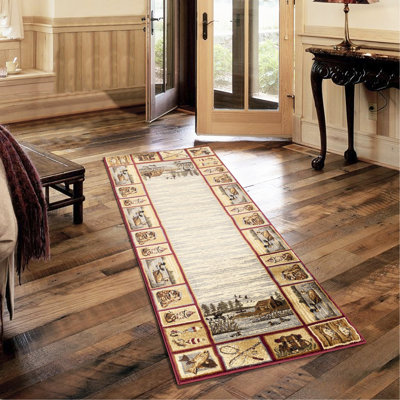 Lodge-Style Red Polypropylene Area Rug 2X3 Ft., And Stainproof 2 Ft. X 3 Rug, Stain- For Home