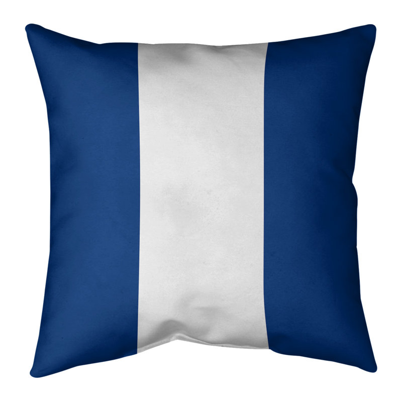 Housse de coussin en lin à rayures à linge de baseball arizona, 18 po x 18 po, Rouge écarlate / bleu marine
